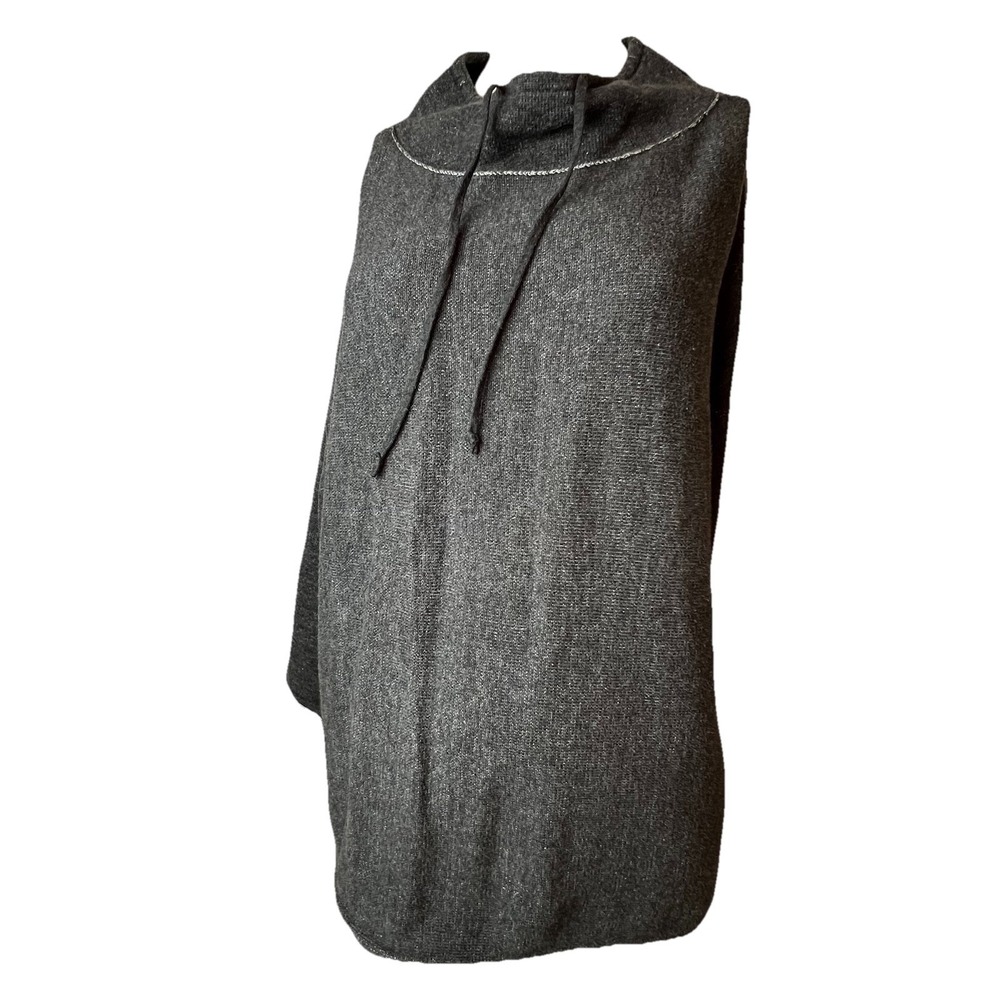 Eileen Fisher Gray Drawstring Funnel Neck Sweatshirt 100% Organic Cotton  – L